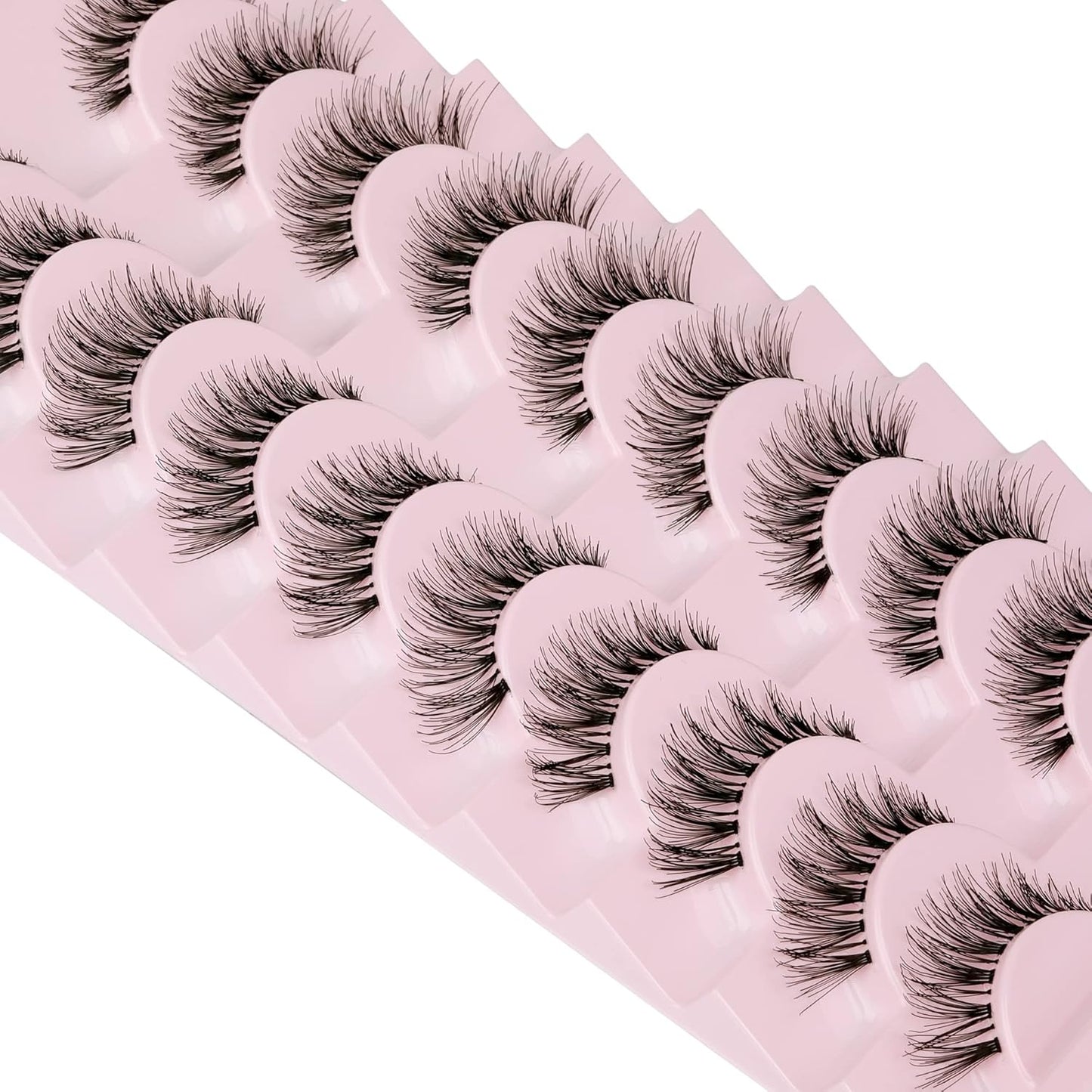 JIMIRE False Eyelashes Cat-Eye Lashes Natural Look Demi-Wispies Faux Mink Lashes Classic Crossed Fake Eyelashes Natural Look (120)-FemmiqueWomen