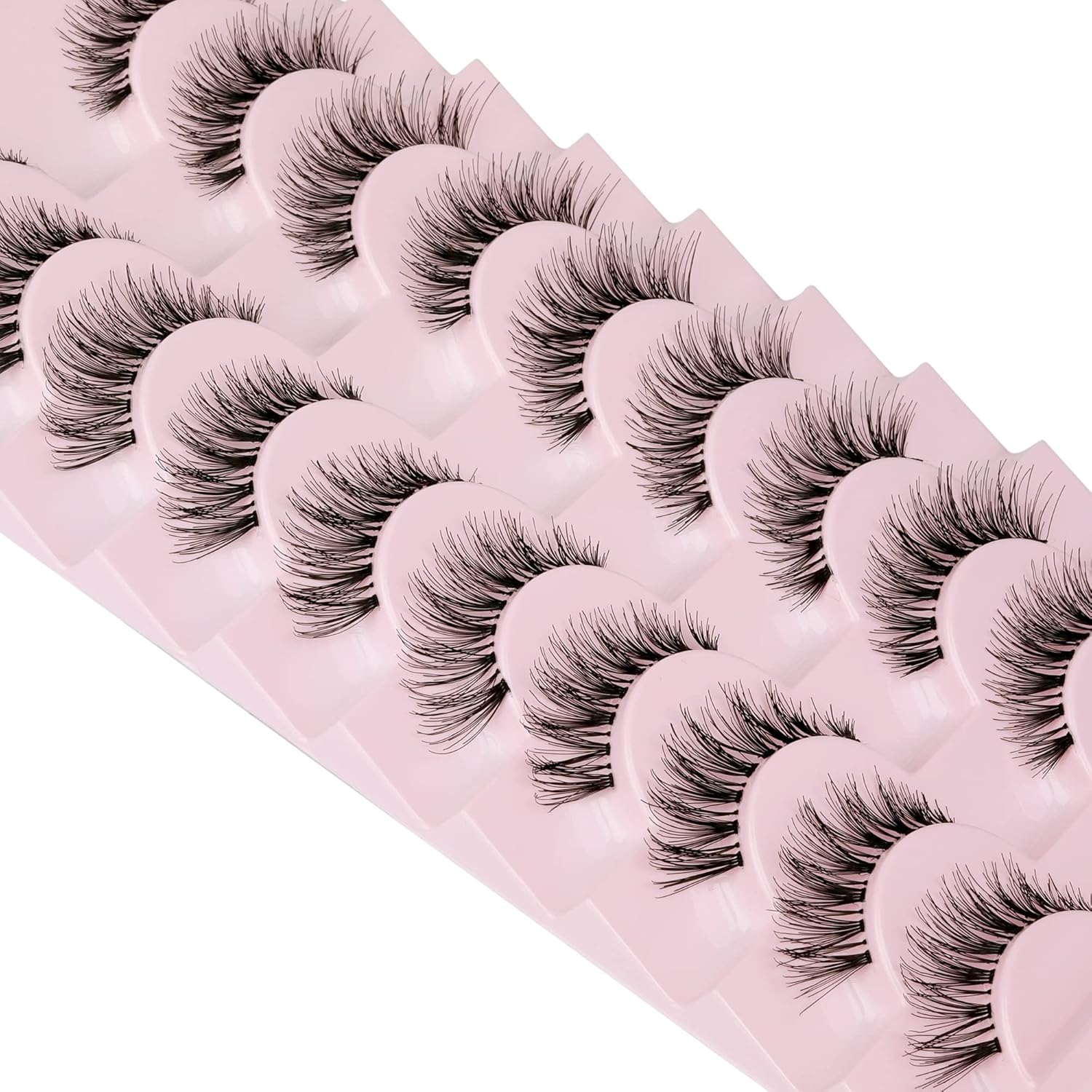 JIMIRE False Eyelashes Cat-Eye Lashes Natural Look Demi-Wispies Faux Mink Lashes Classic Crossed Fake Eyelashes Natural Look (120)-FemmiqueWomen