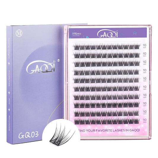 GAQQI Lash Clusters, Eyelash Clusters 120PCS C Curl Individual Lashes, Wispy Cluster Eyelash Extension 10mm Only, Natural Looking Cluster Lashes (GQ03, C Curl, 10mm)-FemmiqueWomen