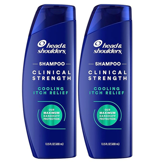 Head & Shoulders Clinical Strength Dandruff Shampoo, Selenium Sulfide Dandruff Defense, Intensive Itch Relief, Seborrheic Dermatitis Relief, Cooling Menthol, 13.5 Fl Oz Each, 2 Pack-FemmiqueWomen