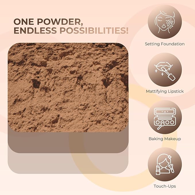 (8 Ounce) (EBONY) Foundation Powder Refill By Sweet Face Minerals, Lightweight Mineral Loose Makeup Powder with SPF 20, Full Coverage Flawless Finish, Talc-free, Cruelty-Free, Refillable Pouch-FemmiqueWomen