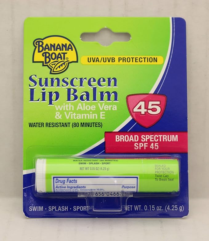 Banana Boat Spf#45 Lip Balm Sunscreen 0.15 Ounce (12 Pieces) Strip (4ml)-FemmiqueWomen