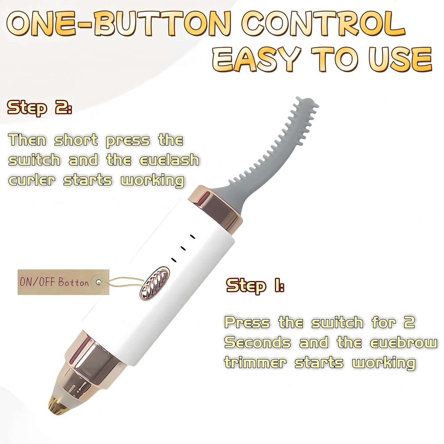 2025 Upgraded Heated Eyelash Curler - 2-in-1 USB Rechargeable Electric Eyelash Curler & Eyebrow Trimmer, Fast Heating in 6s, Anti-Burn Design, 24H Long-Lasting Effect, Perfect Gift for Women (White)-FemmiqueWomen