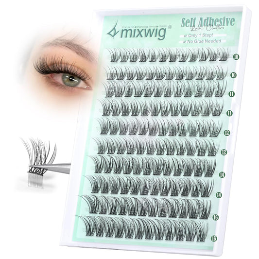 Natural Self Adhesive Lash Clusters Wispy Pre Glued Eyelashes Clusters C-curly Self Adhesive Eyelash Extensions 10-16MM No Glue Needed Individual Lashes 120 Pcs by Lvmixwig-FemmiqueWomen