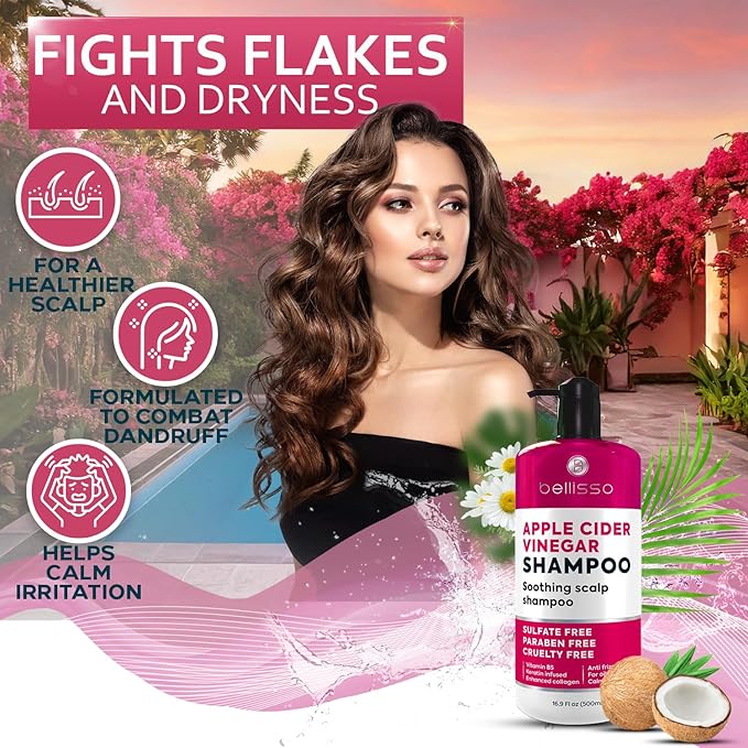 Apple Cider Vinegar Shampoo - Sulfate Paraben and Silicon Free Anti Dandruff Product for Women and Men - Deeply Moisturizing Formula - Dry Scalp Treatment for Oily Hair – Professional Grade Products-FemmiqueWomen