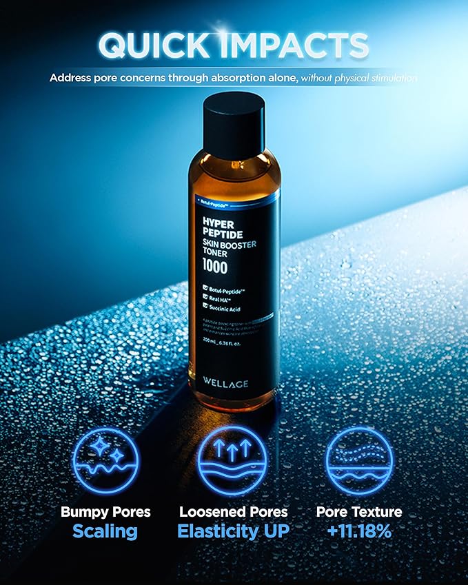 WELLAGE Hyper Peptide Skin Booster Face Toner - Korean Beauty Facial Astringent, Infused Peptide PHA, Anti-Aging, Wrinkle & Elasticity Improvement - for Uneven Texture, Reduces Pores, 6.76 fl.oz.-FemmiqueWomen