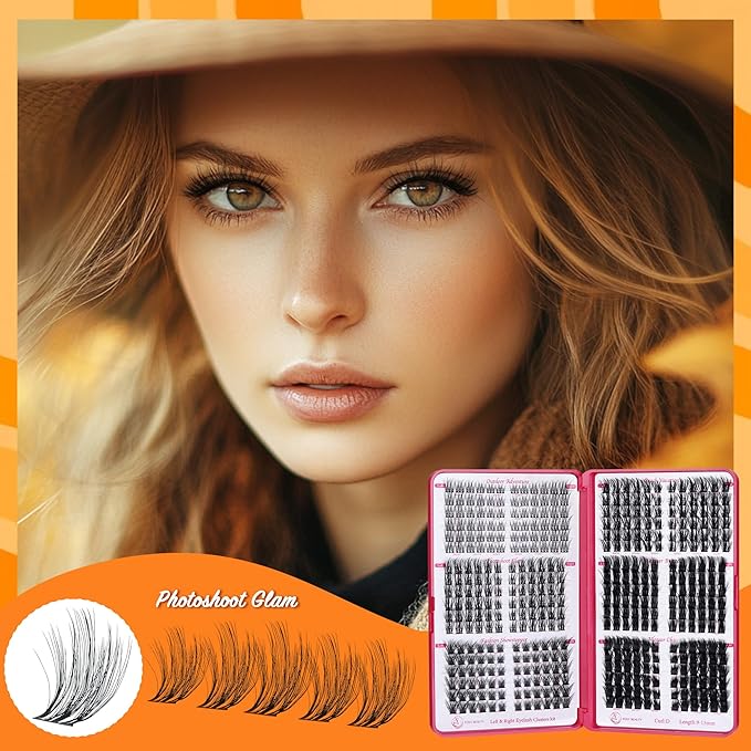 Fluffy Lash Clusters - 360Pcs Natural 0.05D Eyelash Clusters, Left & Right Eyelashes, Urtra Lightweight Cat Eye Clusters for Starter DIY at Home(Eyelashes Only)-FemmiqueWomen