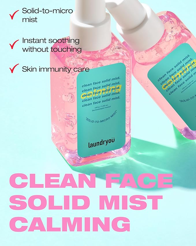 Clean Face Solid Mist - Calming, Hydrating, and Moisturizing Gel-To-Mist Dermatologist Tested Hypoallergenic Facial Spray for Redness Relief and Soothing Irritated Skin - (3.38 fl. oz.)-FemmiqueWomen