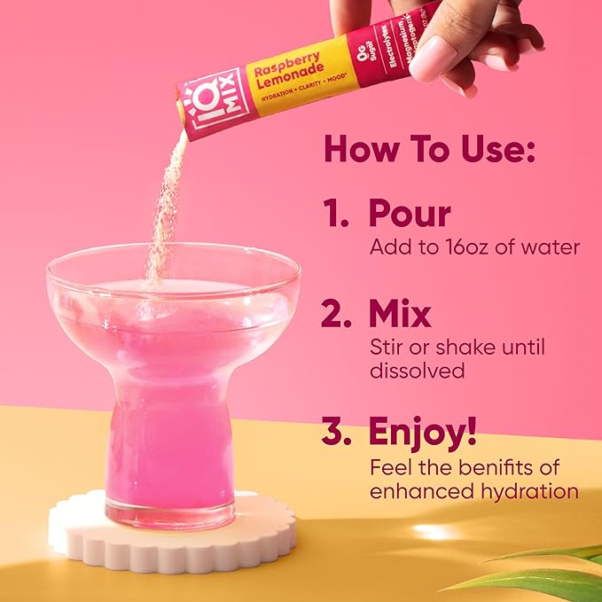 IQMIX Hydration Electrolyte Powder – 4-in-1 Formula for Hydration, Mental Clarity, Mood and Recovery – Sugar-Free Drink Mix, Keto, Magnesium L-Threonate, Lion’s Mane – 20 Count New Raspberry Lemonade-FemmiqueWomen