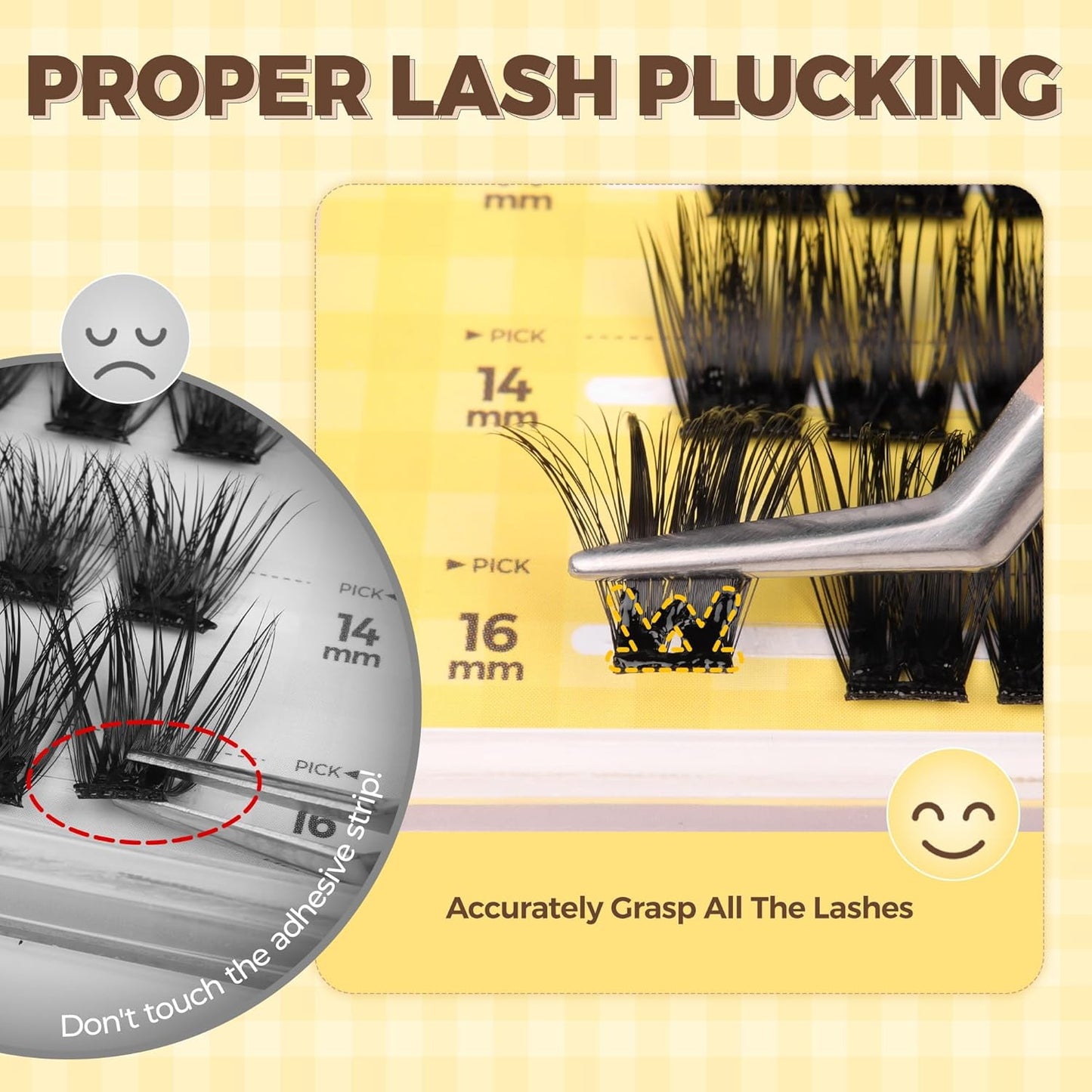 PopUp Self Adhesive Eyelashes Clusters, Press On Lashes Pre Glued Eyelash Extension Kit with Lash Tweezer,10-16mm No Glue No Remover Needed Self Adhesive Lashes Clusters ZNF23-D-FemmiqueWomen