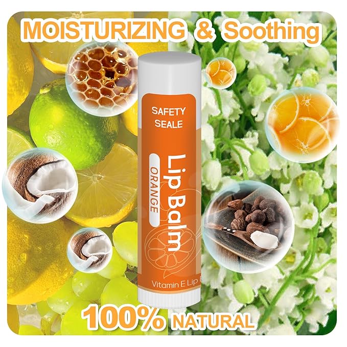 10 Pack Natural Lip Balm Bulk with Vitamin E and Coconut Oil Valentine's Day best choice - Moisturizing, Soothing, and Repairing Dry and Chapped Lips - 10 Flavors - Non-GMO-FemmiqueWomen