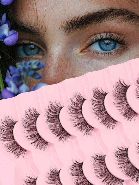 Natural Lashes Fake Eyelashes Pack C Curl Strip Lash 7 Pair Siligli-FemmiqueWomen