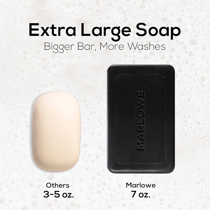 MARLOWE. No. 106 Charcoal Soap 7 oz (6 Bars) Body Bar Soap for Men, Cleansing, Purifying & Hydrating with Natural Extracts, Shea Butter, Olive Oil & Green Tea Extracts, Fresh Woodsy Scent-FemmiqueWomen