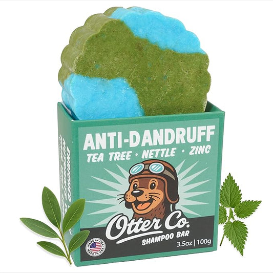 Otter co. Anti Dandruff Tea Tree Shampoo Bar – Nettle, Zinc, Green Tea, Apple Cider Vinegar, Anti Fungal Shampoo – Vegan, Natural, Cruelty & Sulfate Free – All Hair Types & Dry Scalp, USA Made-FemmiqueWomen