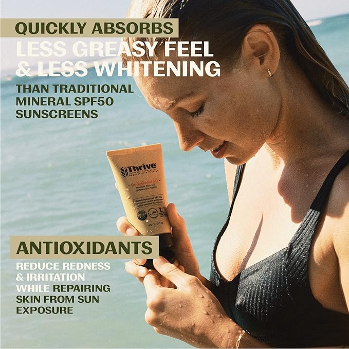 Thrive Natural Care Reef Safe Sunscreen SPF50 - Hawaii 104 Reef Act Compliant - Mineral Sunscreen Non-Nano Zinc Oxide - Vegan, (5.8 Oz (Pack of 3))-FemmiqueWomen