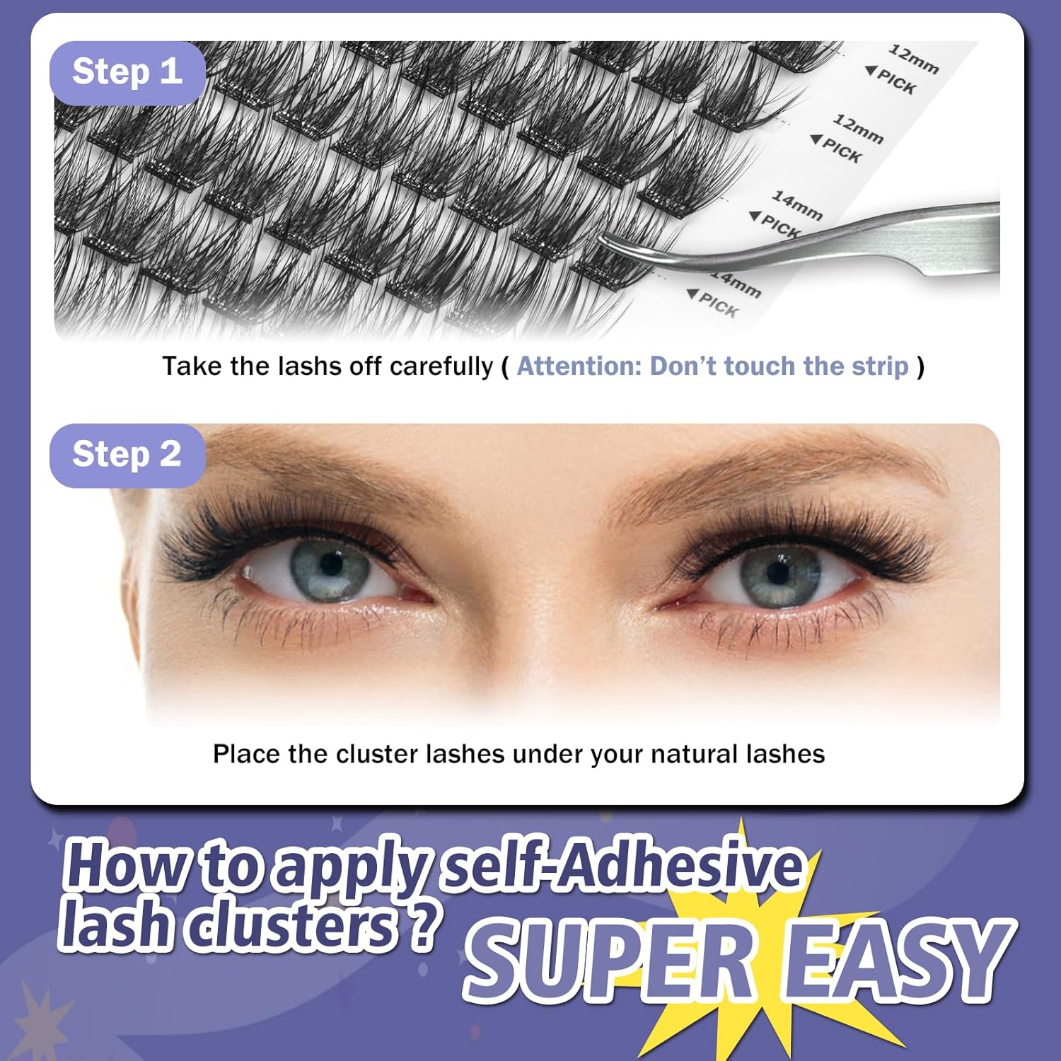 Self Adhesive Eyelashes, 156 PCS Self Adhesive Eyelash Clusters, No Glue Needed, Dual-row Glue Strips Individual Lash Extension Super Sticky Reusable False Lashes (Volume-Mixed)-FemmiqueWomen