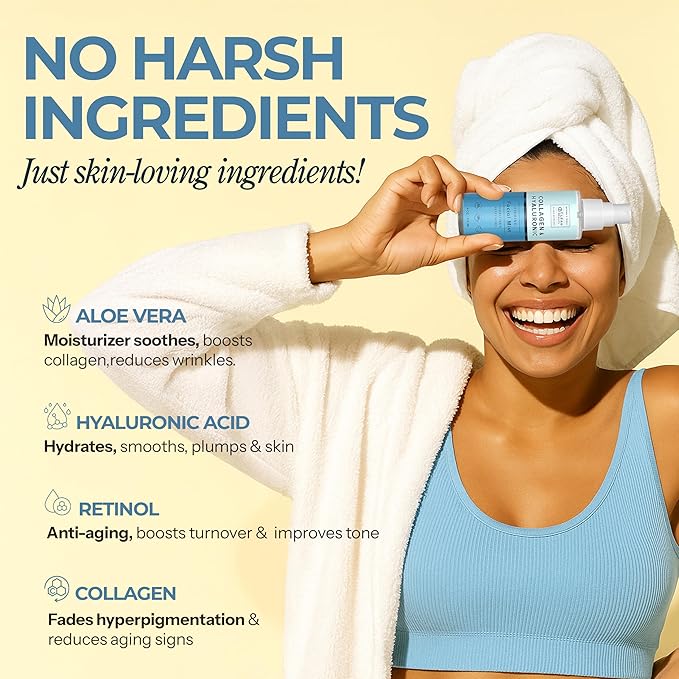 Hyaluronic Acid & Collagen Face Mist - Dermatologist Tested, Moisturizes & Tones Skin, Anti-Aging, Natural Ingredients, Cruelty-Free, 95% Natural - All Skin Types - 4 OZ-FemmiqueWomen