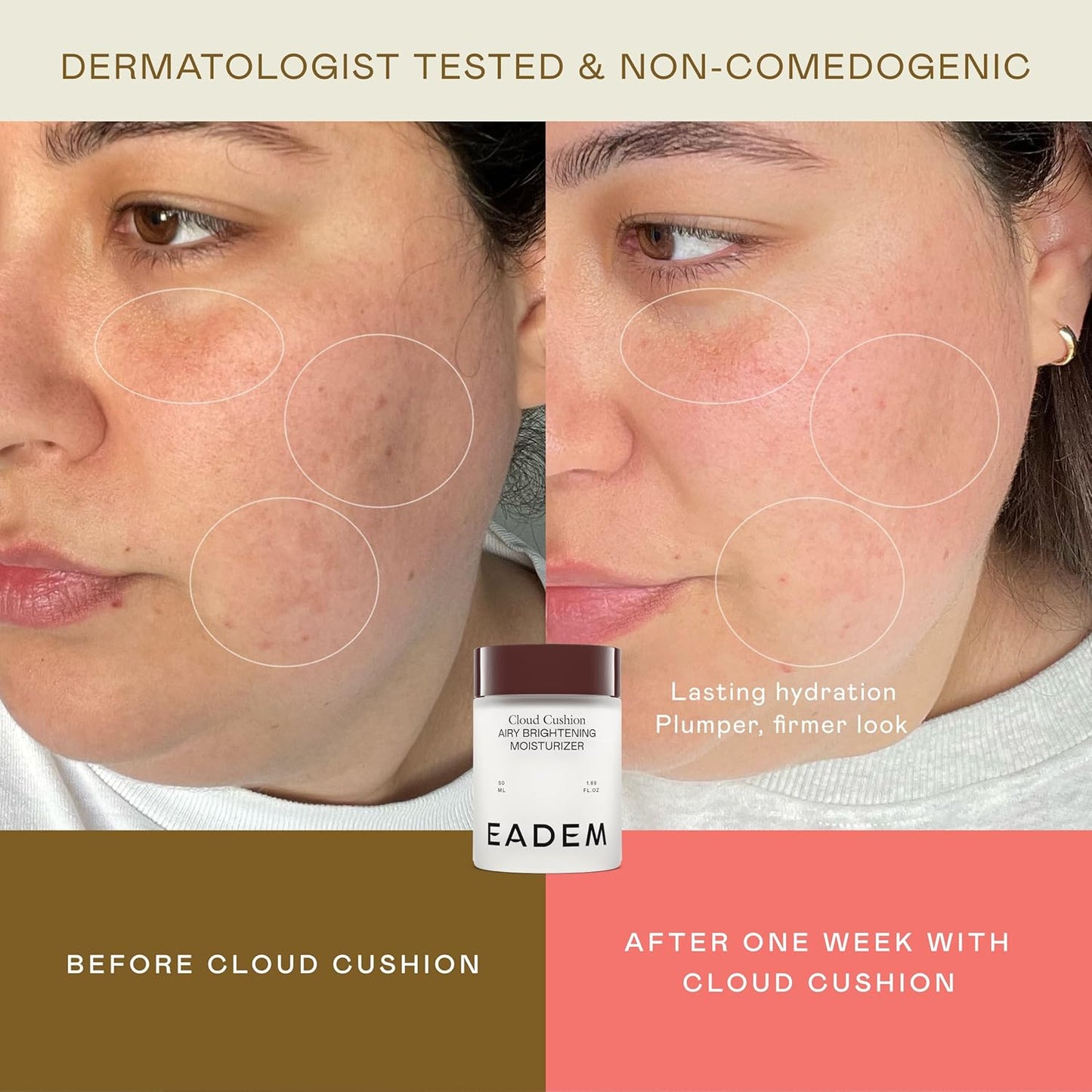 EADEM Cloud Cushion, Face Moisturizer Cream, Skin Care Ultra Repair Cream, Skin Barrier Repair, Hydrating Skincare Cleanser & Moisturizer with Peptides & Ceramides, Face Cleanser, 1.69 oz-FemmiqueWomen