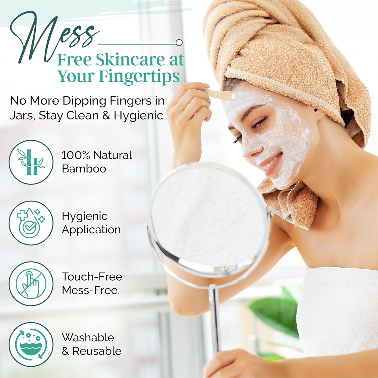 Bamboo 50-pack Cosmetic Facial Makeup Spoon Spatula Mini Makeup Spatula, Biodegradable Compostable Cosmetic Cream Spatulas Spoon, Skincare Scoop Applicator Facial Massage Beauty BPA FREE (Standard)-FemmiqueWomen