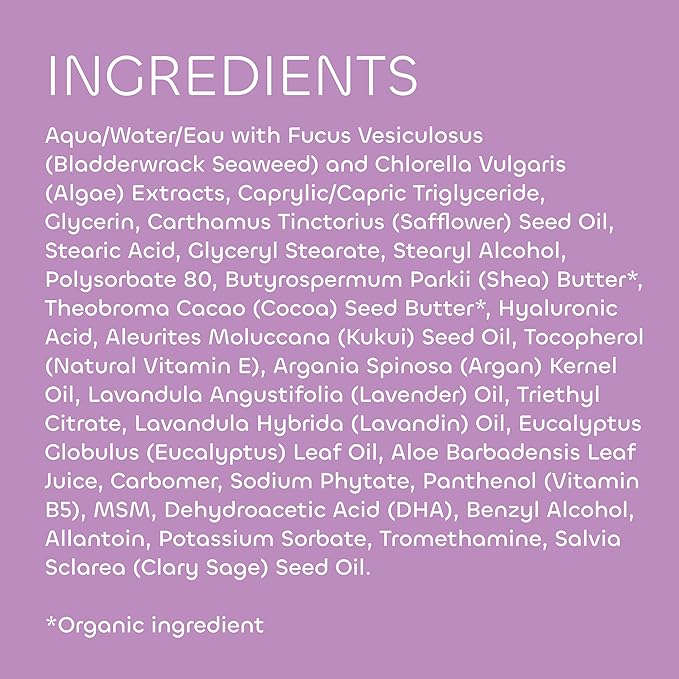 Seaweed Bath Co. Hydrate Body Cream, Lavender Scent, 6 Ounce, Nourishing Hand & Body Lotion Moisturizer for Dry Skin, with Sustainably Harvested Seaweed, Kukui Oil, Hyaluronic Acid, Shea Butter-FemmiqueWomen