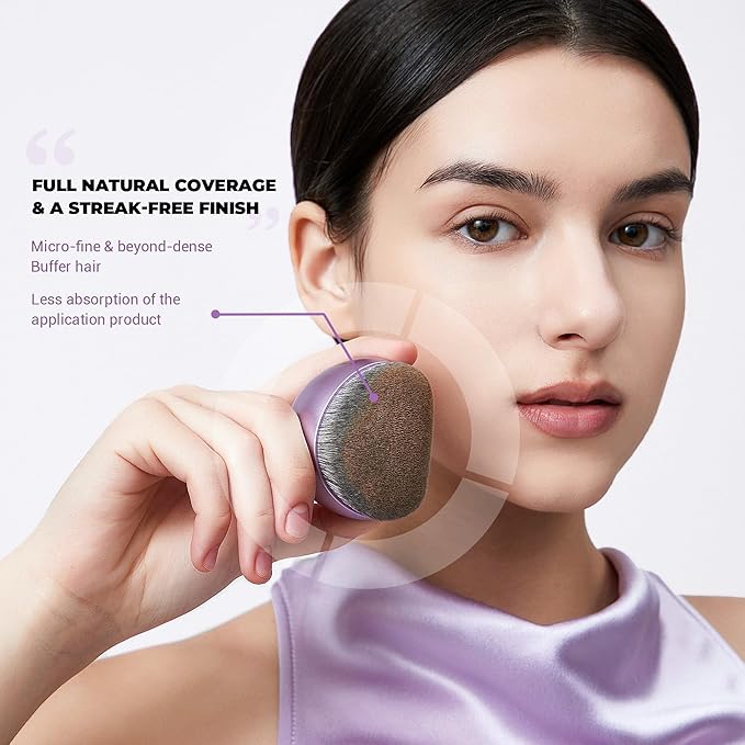 Jessup Foundation Brush for Liquid Makeup, Large Flat Top Kabuki Brush for Blending, Buffing, Stippling, Luxury Purple SF003-FemmiqueWomen