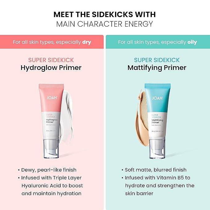 JOAH Beauty Super Sidekick Mattifying Makeup Primer, Pore Minimizing Matte Finish, Hydrating and Long Lasting Korean Face Primer for Oil Control, Helps Smooth, Blur Skin, For All Skin Types, 1.01 Oz-FemmiqueWomen