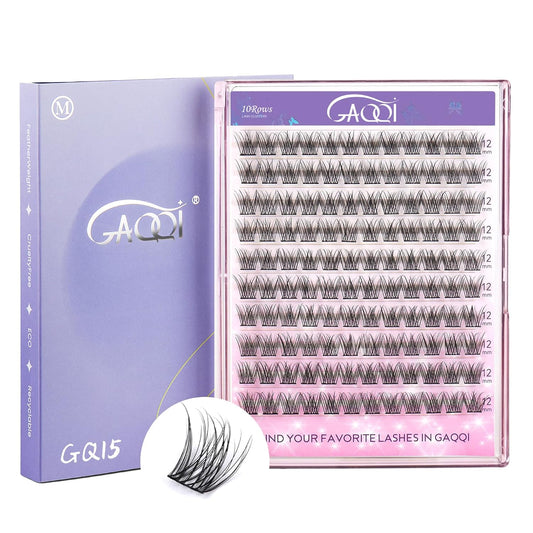 GAQQI Lash Clusters, Eyelash Clusters 120PCS C Curl Individual Lashes, Wispy Cluster Eyelash Extension 12mm Only, Natural Looking Cluster Lashes (GQ15, C Curl, 12mm)-FemmiqueWomen