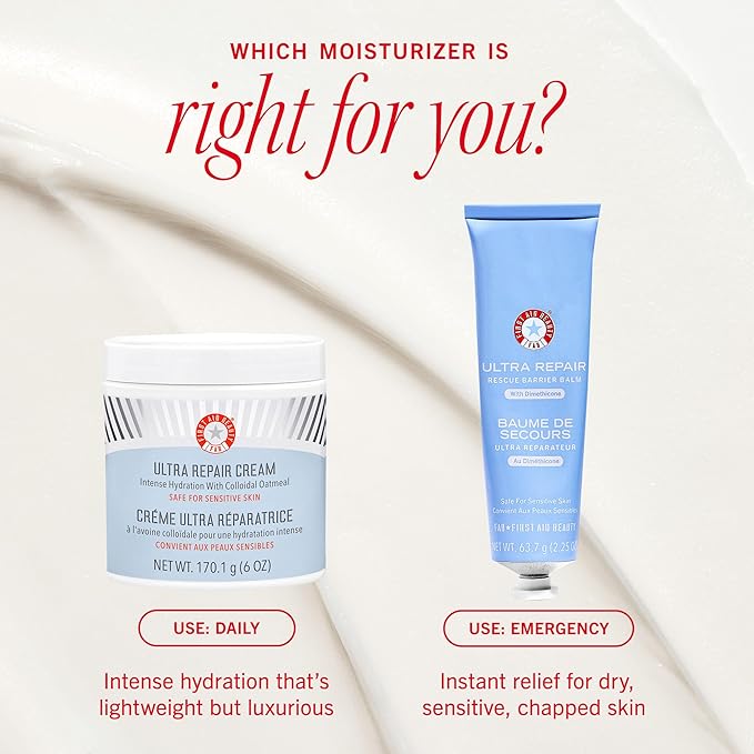 First Aid Beauty - Ultra Repair Cream, Intense Hydration Whipped Colloidal Oatmeal, Clinically Proven to Strengthen Skin Barrier in 7 Days & Helps Relieve Eczema, Luxury Moisturizer, 6 oz + Bonus, 2ct-FemmiqueWomen