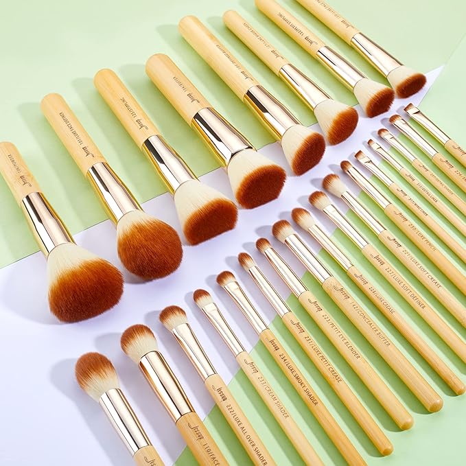 Jessup Professional Bamboo Makeup Brushes, Premium Synthetic Foundation Powder Concealer Blush Highlight Eye Blending Cosmetic Brush Set 25pcs T135-FemmiqueWomen