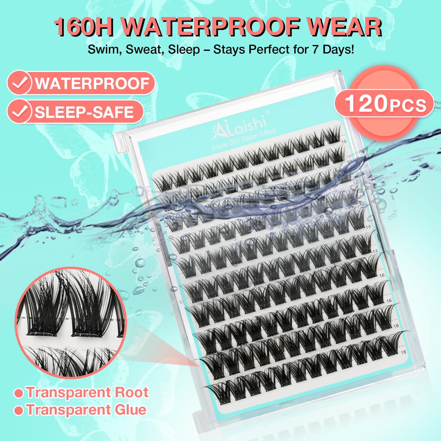 No Glue Needed Lashes, Self Adhesive Eyelashes, DIY Lash Cluster Extensions Kit 10‑18mm,120pcs Fluffy D Curl Soft Natural Lashes with Tweezers–Fake Cat Eye Wispy Individual Clusters 1-5-L-FemmiqueWomen