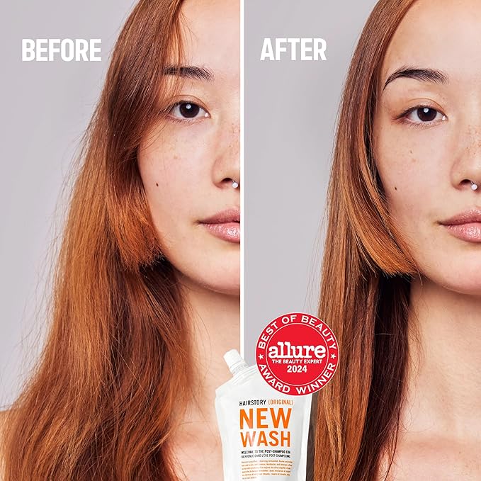 Hairstory New Wash Original with Scalp Brush, Cleansing Cream for All Hair Types, Detergent Free Shampoo & Conditioner Alternative, Promotes Scalp Health, 8oz-FemmiqueWomen