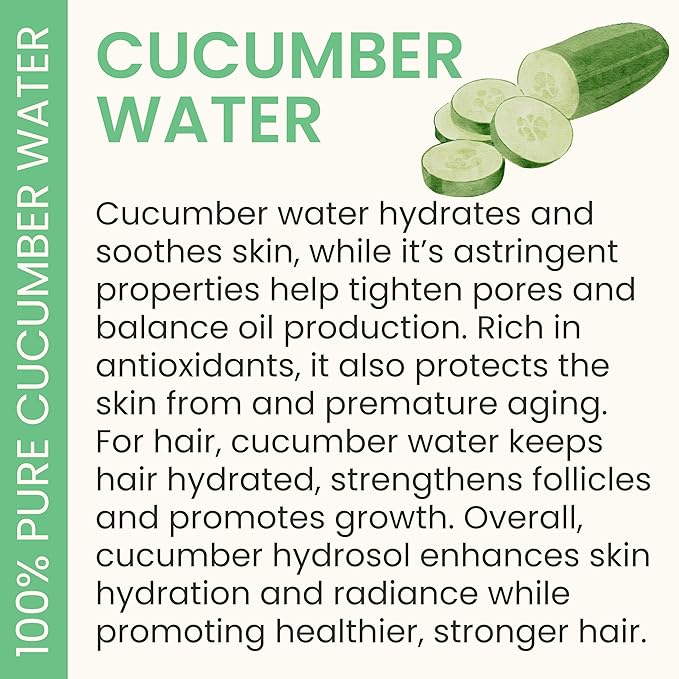 Cucumber Hydrosol Bulk - 32 oz All Natural Hydrating Spray Mist for Face and Hair - 100% All Natural Cucumber Water-FemmiqueWomen