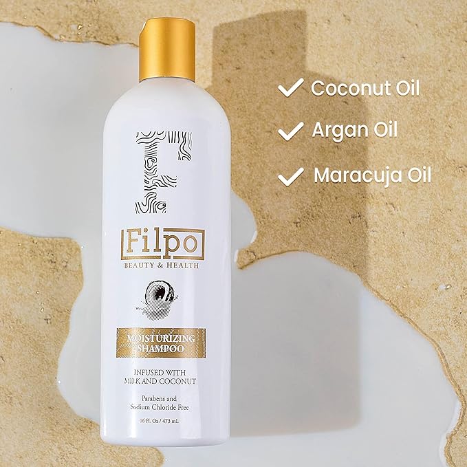 FILPO Coconut Milk Moisturizing Shampoo - Sulfate Free with Coconut Oil and Argan Oil, Clarifying for Natural and Curly Hair Care-FemmiqueWomen