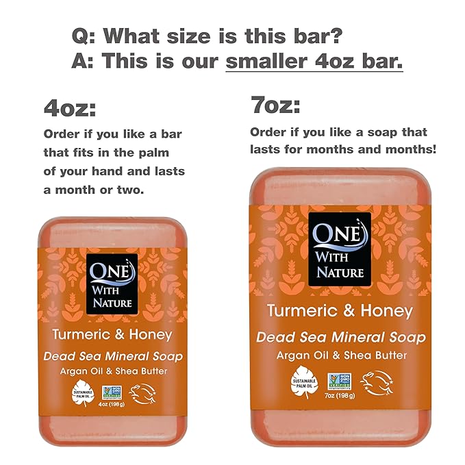 One With Nature Dead Sea Salt Turmeric Soap 4oz 3-Pack – Purifying and Exfoliating Soap Bar with Dead Sea Minerals and Turmeric for Face & Body, for Men & Women-FemmiqueWomen