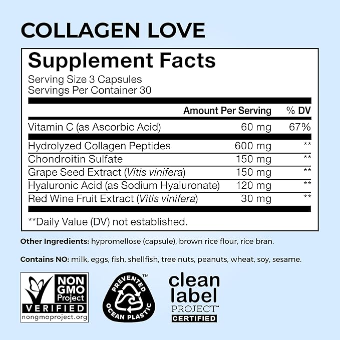 HUM Collagen Love Skin Supplement - Collagen Peptides w/Hyaluronic Acid & Vitamin C, Supports Firm Skin & Helps Minimize Signs of Aging - Supplements for Women and Men (90-Count)-FemmiqueWomen