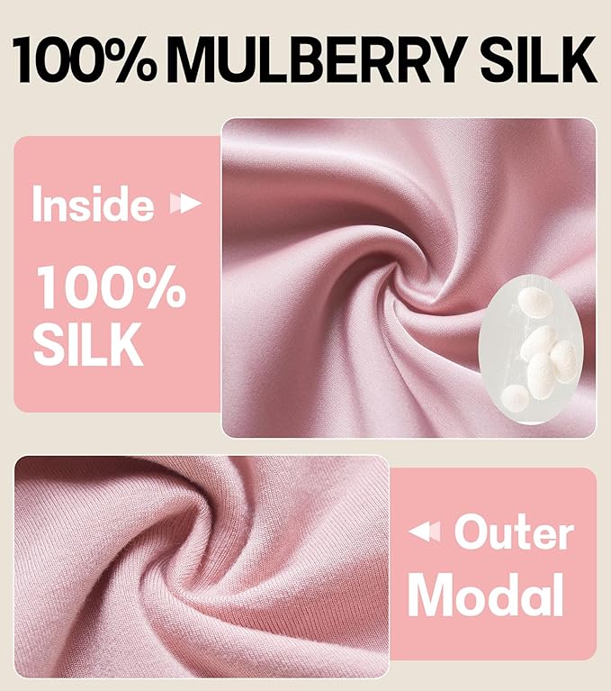 100% Mulberry Silk Bonnet for Sleeping for Curly Hair and Braids, Wrap with Adjustable Strap for Women and Men, Silk, Not Satin(1Pc,Pink