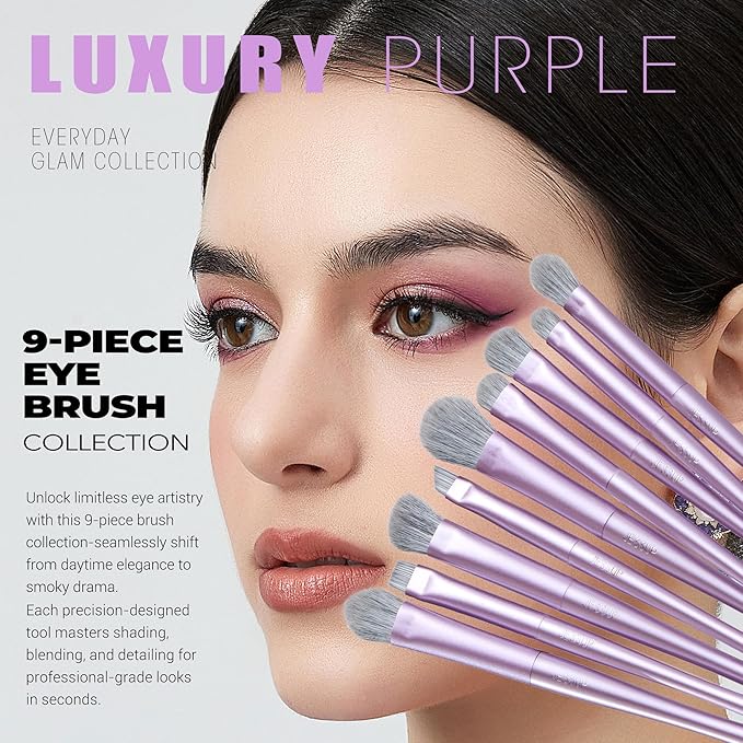 Jessup Makeup Brushes Set Professional 14pcs Vegan Make Up Brushes, Foundation Eyeshadow Concealer Contour Powder Blush Blending Eyeliner Brush, Premium Synthetic Fiber, Luxury Purple T512-FemmiqueWomen
