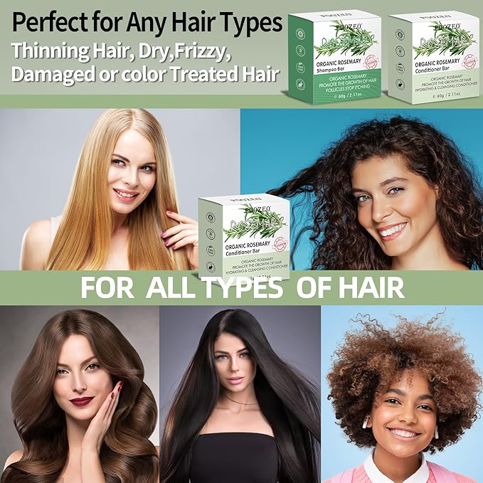 2 Pack Rosemary Shampoo Conditoner Bar Set,Thinning Hair-Volume Shampoo & Conditioner Bar for Men and Women,Hair Thickening & Regrowth Treatment,Hair Growth Soap for Anti-Hair Loss-FemmiqueWomen