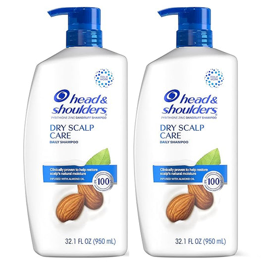 Head & Shoulders Shampoo, Daily-Use Anti-Dandruff Paraben Free Treatment, Dry Scalp Care with Almond Oil, 32.1 fl oz, Twin Pack-FemmiqueWomen