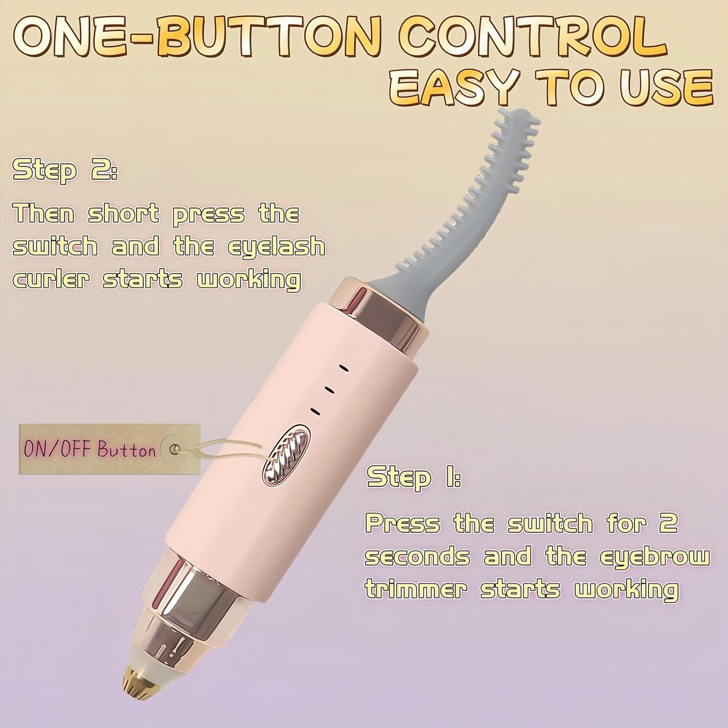 2025 Upgraded Heated Eyelash Curler - 2-in-1 USB Rechargeable Electric Eyelash Curler & Eyebrow Trimmer, Fast Heating in 6s, Anti-Burn Design, 24H Long-Lasting Effect, Gift for Women (Pink)-FemmiqueWomen