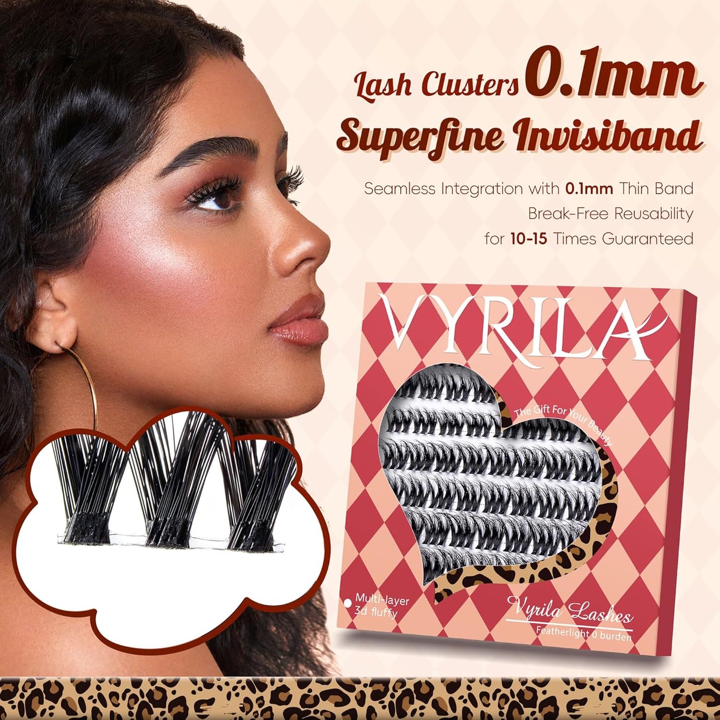 Lash Clusters 0.05mm PBT Fiber Eyelash Clusters, 0.1mm Superfine Invisiband D Curl Diy Lash Extension, 72pcs 8-16mm Individual Lashes Clusters Like Eyelash Extensions (Exotic-D-8-16Mix)-FemmiqueWomen