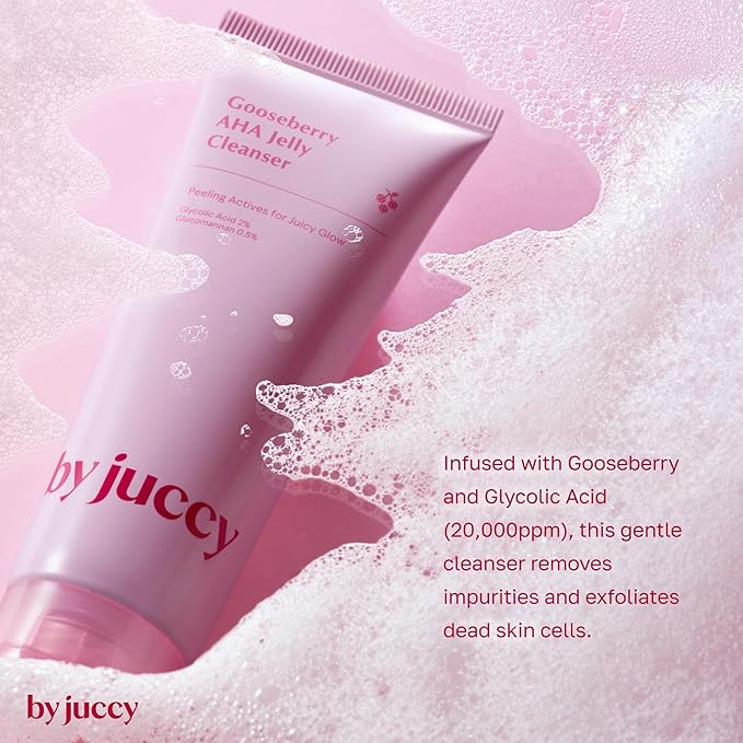 By Juccy Gooseberry AHA Jelly Cleanser | Gentle & Hydrating | Low PH | Glycolic Acid, Indian Gooseberry, Sea Buckthorn | Exfoliates Dead Skin CellsㅣKorean Face Wash | Korean Skin Care | 4.05 Fl.oz-FemmiqueWomen