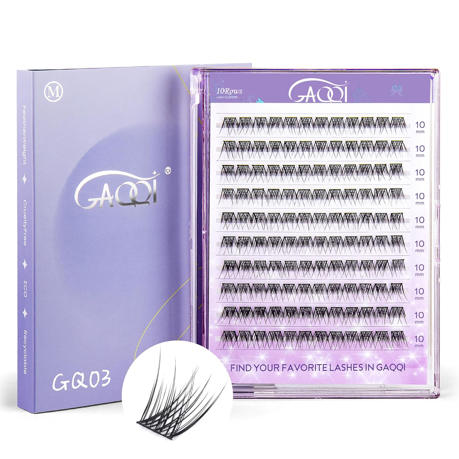 GAQQI Lash Clusters, Eyelash Clusters 120PCS D Curl Individual Lashes, Wispy Cluster Eyelash Extension 10mm Only, Natural Looking Cluster Lashes (GQ03, D Curl, 10mm)-FemmiqueWomen