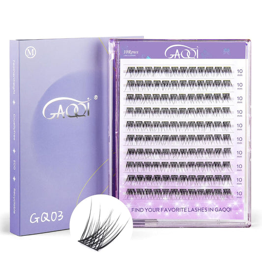 GAQQI Lash Clusters, Eyelash Clusters 120PCS D Curl Individual Lashes, Wispy Cluster Eyelash Extension 10mm Only, Natural Looking Cluster Lashes (GQ03, D Curl, 10mm)-FemmiqueWomen