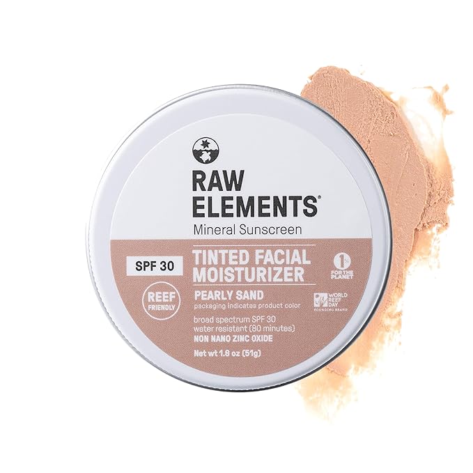 Raw Element Ultra-Moisturizing Tinted Face Cream, Non Toxic Mineral Face Sunscreen, Daily Tinted Moisturizer, Non-Nano Zinc Oxide, Reef Friendly, All Ages, SPF 30, 1.8 oz, Pearly Sand, Pack of 1-FemmiqueWomen