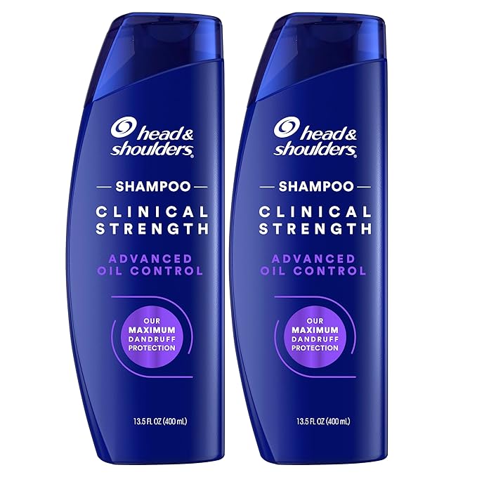 Head & Shoulders Clinical Dandruff Shampoo Twin Pack, Prescription Strength, Oil & Flake Control, Seborrheic Dermatitis Relief, Citrus, 13.5 Fl Oz Each (Set of 2)-FemmiqueWomen