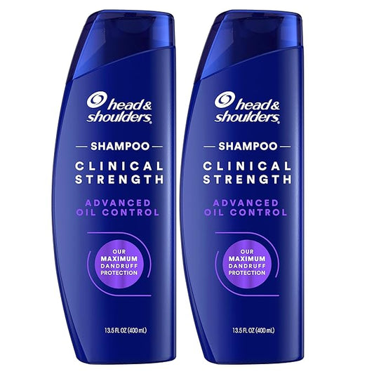 Head & Shoulders Clinical Dandruff Shampoo Twin Pack, Prescription Strength, Oil & Flake Control, Seborrheic Dermatitis Relief, Citrus, 13.5 Fl Oz Each (Set of 2)-FemmiqueWomen