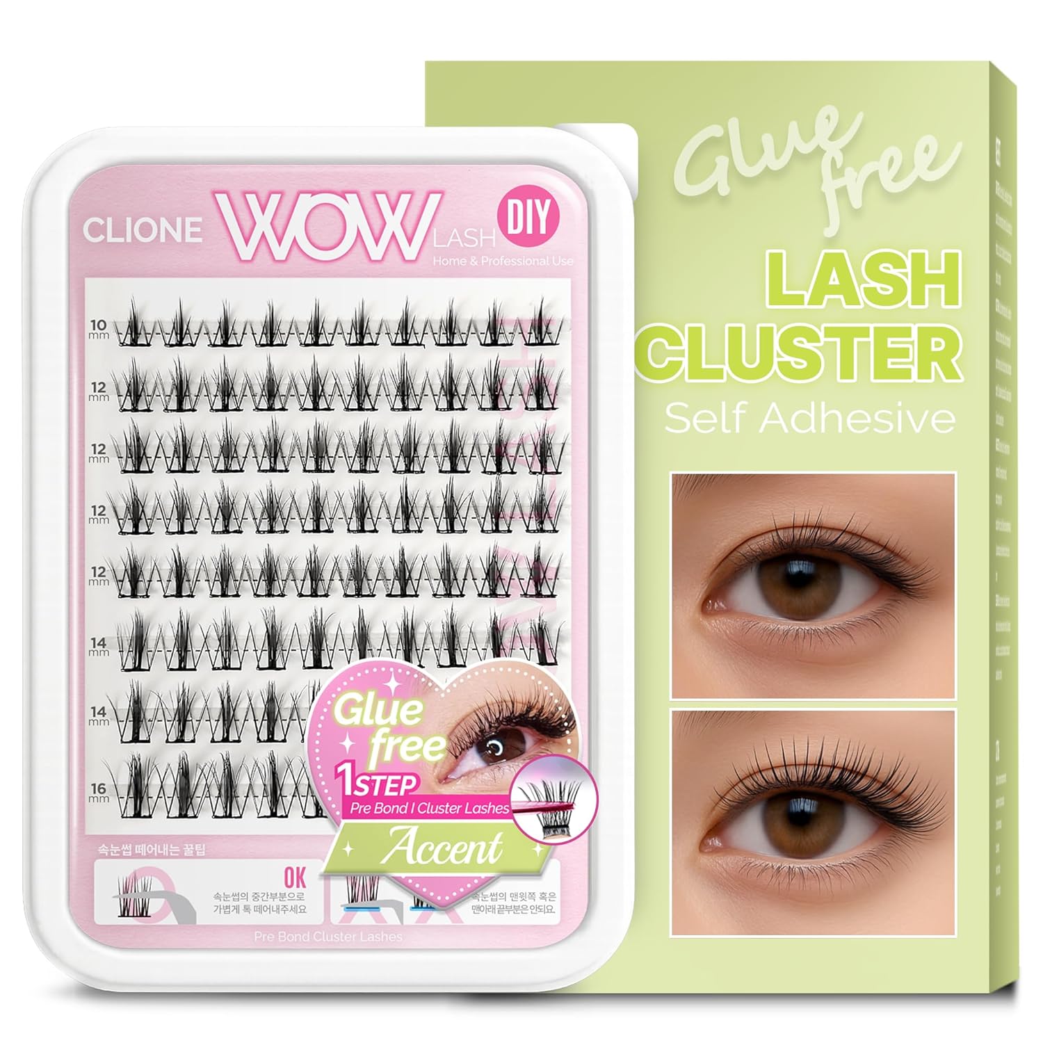 Korean Self Adhesive Lash Clusters Manga Look No Glue Press On Pre Bond Lash Clusters Fluffy Self Adhesive False Eyelashes No Glue Needed Reusable Wispy Eyelash Extensions-FemmiqueWomen