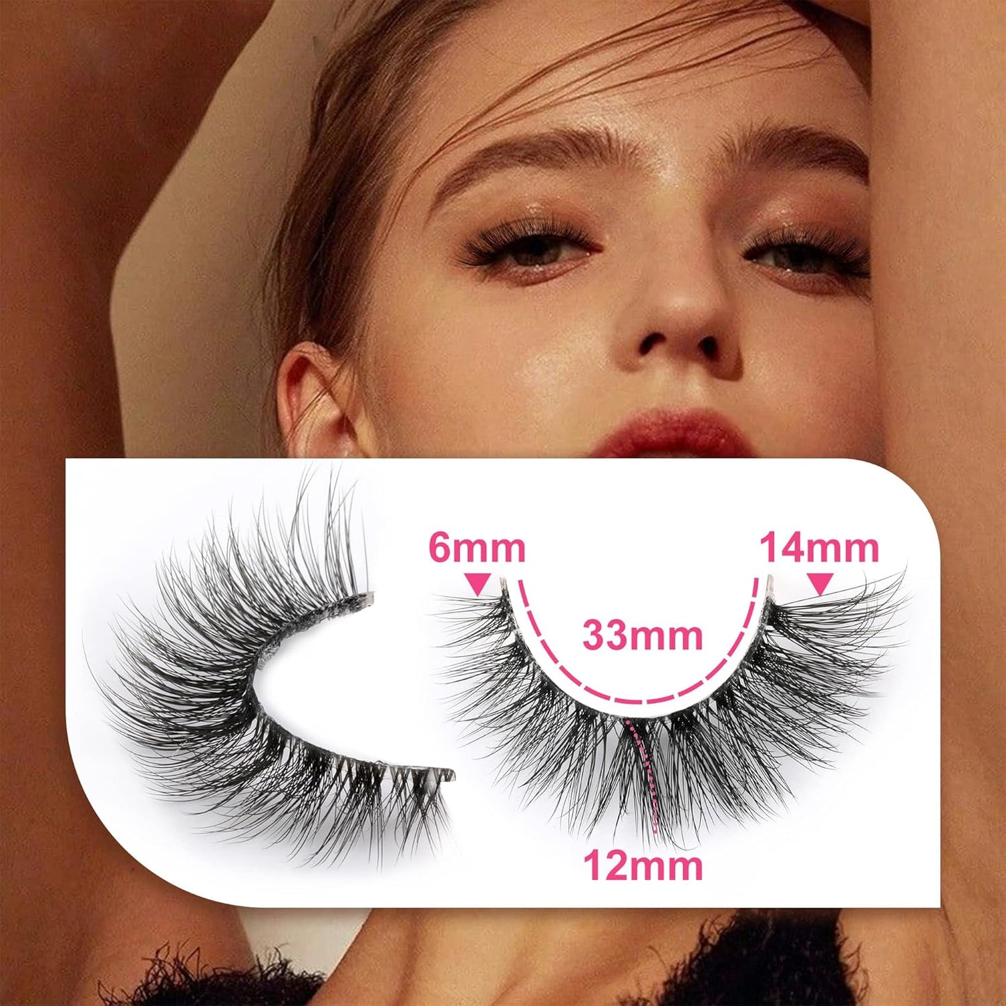 JIMIRE Lashes with Clear Band Demi-Wispies Fluffy Faux Mink Eyelashes Wispy Cat-Eye False Eyelashes Natural Look 7 Pairs Pack-FemmiqueWomen