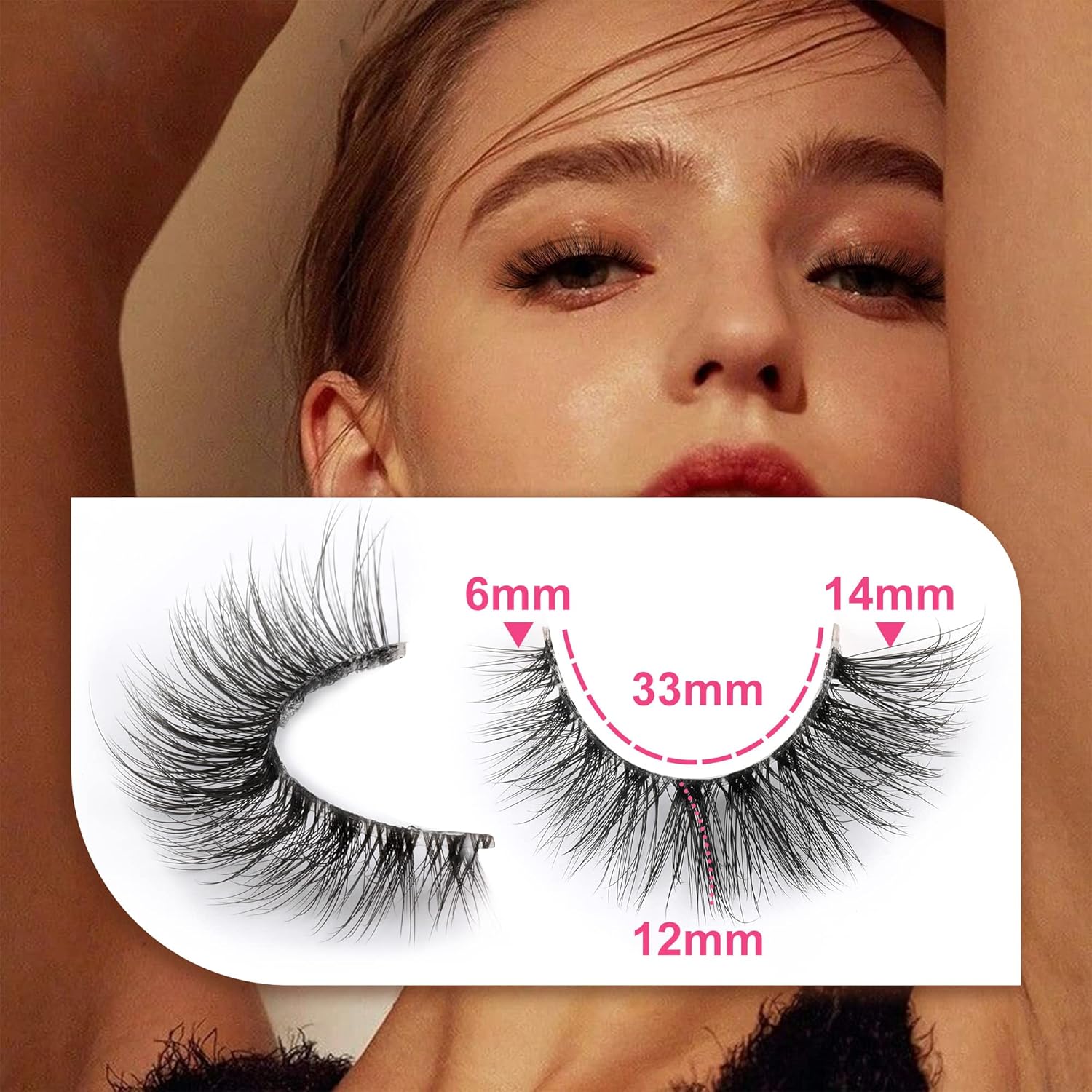 JIMIRE Lashes with Clear Band Demi-Wispies Fluffy Faux Mink Eyelashes Wispy Cat-Eye False Eyelashes Natural Look 7 Pairs Pack-FemmiqueWomen